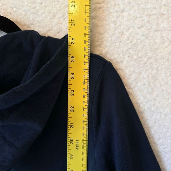 LL Bean Womens 1/4 Button Up Hoodie Pullover Size Small Pet 504299‎ Navy - Picture 11 of 12